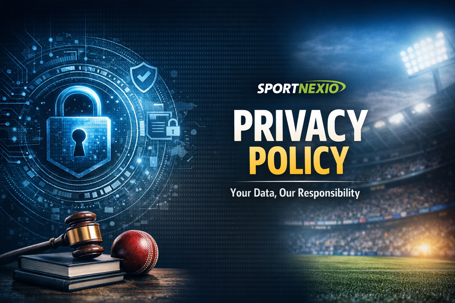 privacy policy image with data security and sports theme